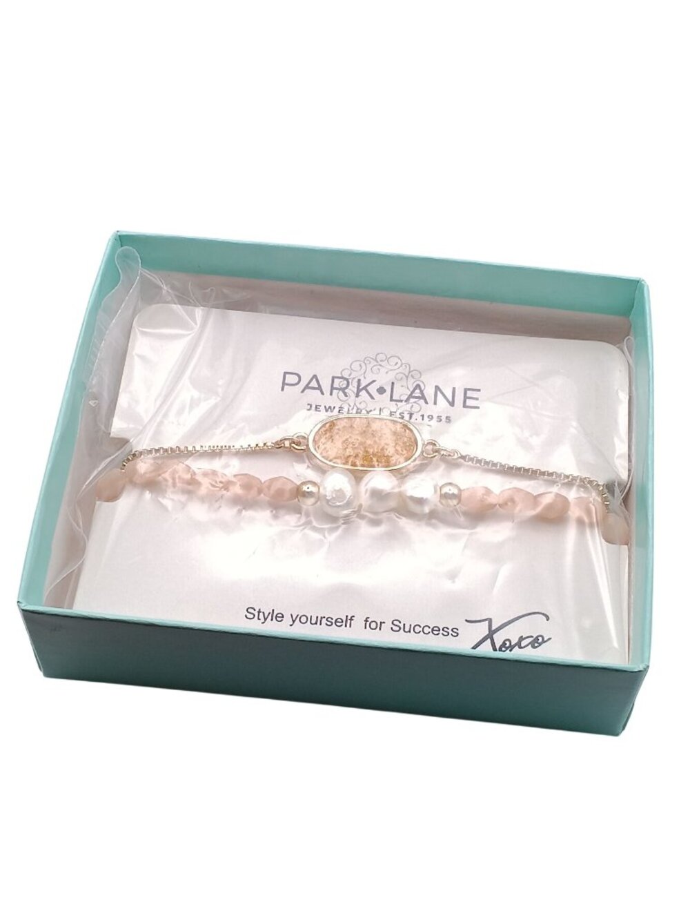 Park Lane Poppy Adjustable Bracelet With Beads & Gold-Tone Chain In Gift Box